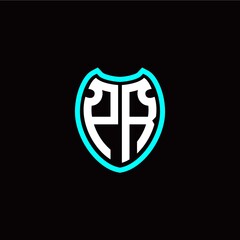 Initial P R letter with shield modern style logo template vector