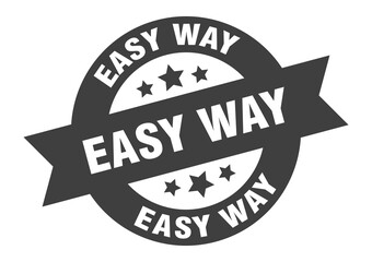 easy way sign. round ribbon sticker. isolated tag