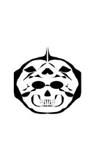 pumpkin illustration with scary skull face. very suitable for halloween celebrations