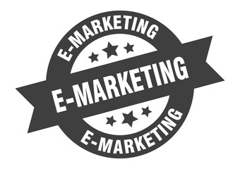 e-marketing sign. round ribbon sticker. isolated tag