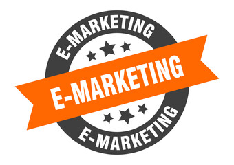 e-marketing sign. round ribbon sticker. isolated tag