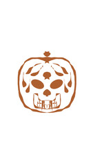 pumpkin illustration with scary skull face. very suitable for halloween celebrations