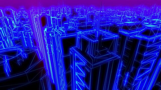 Retro Futuristic cityscape seamless background.