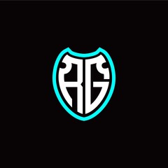 Initial R G letter with shield modern style logo template vector