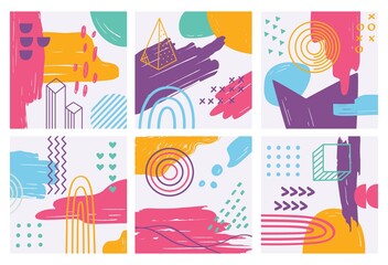 Obraz premium Set of contemporary background vector illustration, Doodle art backdrop