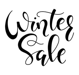 Winter sale template with lettering - black text isolated on white background, hand drawn calligraphy for shopping promotion.