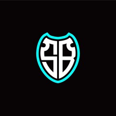 Initial S B letter with shield modern style logo template vector