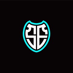 Initial S E letter with shield modern style logo template vector