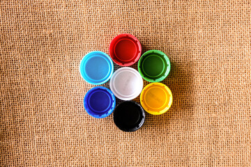 close up of bottle caps. plastic bottle cap pattern
