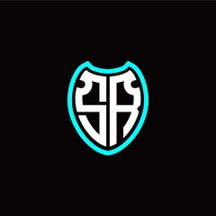 Initial S R letter with shield modern style logo template vector