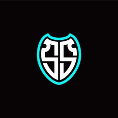 Initial S S letter with shield modern style logo template vector