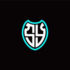Initial S Y letter with shield modern style logo template vector