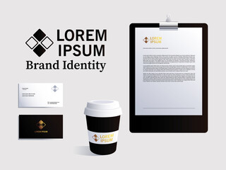 clip board and business card for elements of brand identity corporation