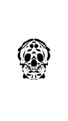 pumpkin illustration with scary skull face. very suitable for halloween celebrations