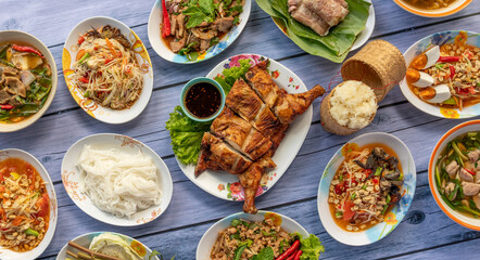 Fototapeta na wymiar Thai North Eastern Food Mixes 