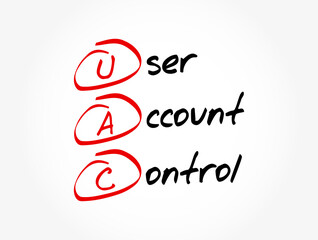 UAC - User Account Control acronym, technology concept background