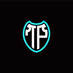 Initial T P letter with shield modern style logo template vector
