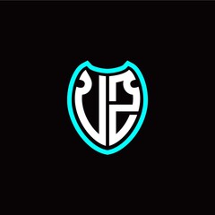 Initial V Z letter with shield modern style logo template vector