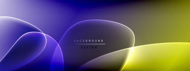 Vector abstract background - liquid bubble shapes on fluid gradient with shadows and light effects. Shiny design template for text