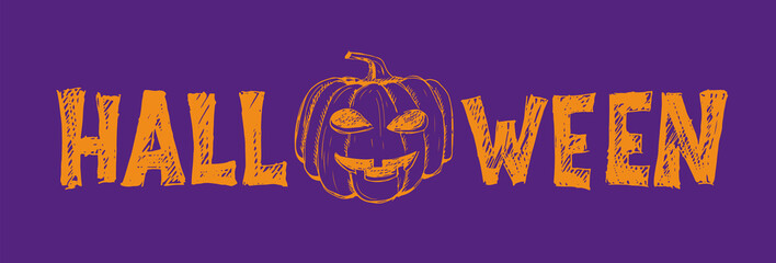 Halloween pumpkin. Hand drawn illustration.