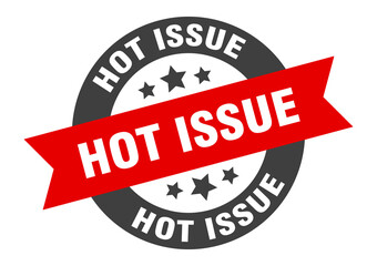 hot issue sign. round ribbon sticker. isolated tag
