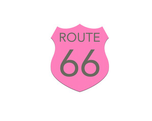 Pink color Route 66 sign