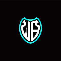 Initial W B letter with shield modern style logo template vector