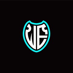 Initial W E letter with shield modern style logo template vector