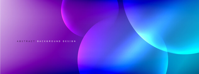 Vector abstract background liquid bubble circles on fluid gradient with shadows and light effects. Shiny design templates for text