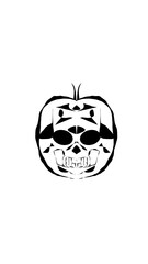 pumpkin illustration with scary skull face. very suitable for halloween celebrations