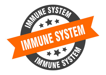 immune system sign. round ribbon sticker. isolated tag