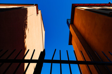 Stockholm, Sweden Architectural details and typical Stockholm orange facades on Sodermalm.