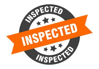 inspected sign. round ribbon sticker. isolated tag