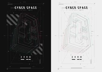 Modern abstract number 0. Hud poster design. Vector design for banner, presentation, web page, card, labels or posters.