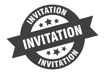 invitation sign. round ribbon sticker. isolated tag