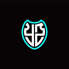 Initial Y Z letter with shield modern style logo template vector