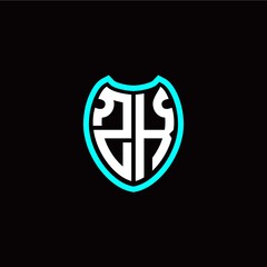 Initial Z K letter with shield modern style logo template vector