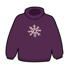 Vector icon cartoon illustration with a sweater. Winter holidays design elements