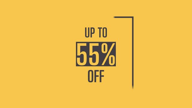 Hot sale up to 55% off 4k video motion graphic animation. Royalty free stock footage. Seamless deal offer promo banner.