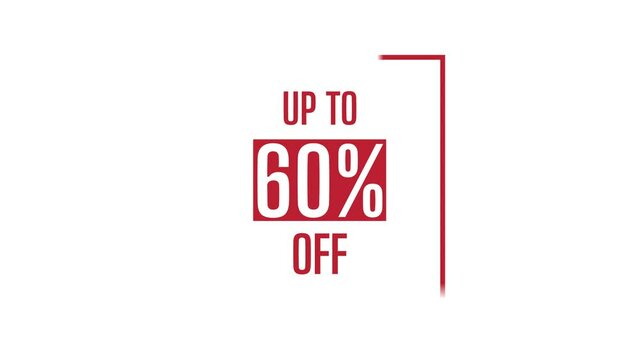 Hot sale up to 60% off 4k video motion graphic animation. Royalty free stock footage. Seamless deal offer promo banner.
