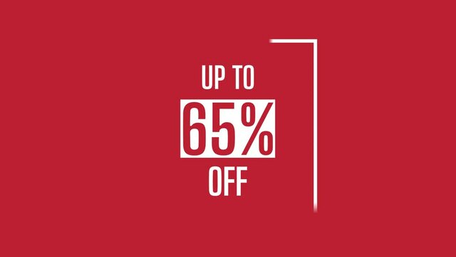 Hot sale up to 65% off 4k video motion graphic animation. Royalty free stock footage. Seamless deal offer promo banner.