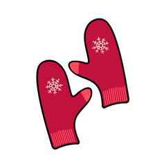 Vector icon cartoon illustration with mittens. Winter holidays design elements