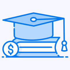 
Dollar with book and mortar board showcasing education loan icon
