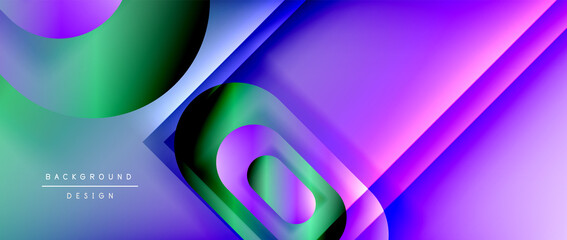 Vector geometric abstract background with lines and modern forms. Fluid gradient with abstract round shapes and shadow and light effects