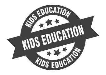 kids education sign. round ribbon sticker. isolated tag