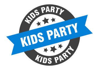 Fototapeta premium kids party sign. round ribbon sticker. isolated tag