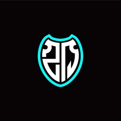 Initial Z Q letter with shield modern style logo template vector
