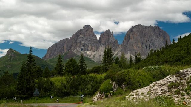 Timelapse view of Punta delle cinque dita in the Dolomites, Italian Alps