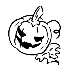 Halloween pumpkin clipart doodle icon. Isolated vector illustration.