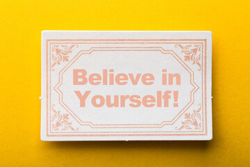 Believe In Yourself Frame Label On Yellow Background
